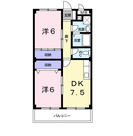 小矢部市埴生のマンションの間取り