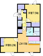 苫小牧市木場町のアパートの間取り