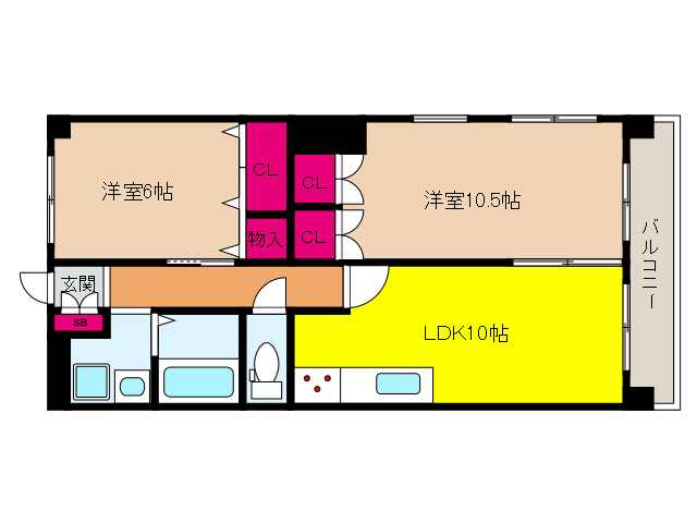 阪急神戸線 六甲駅 徒歩16分 5階建 築42年の間取り写真