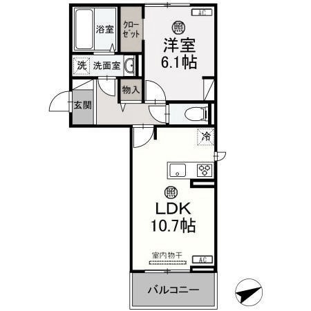 【館林市西本町のアパートの間取り】