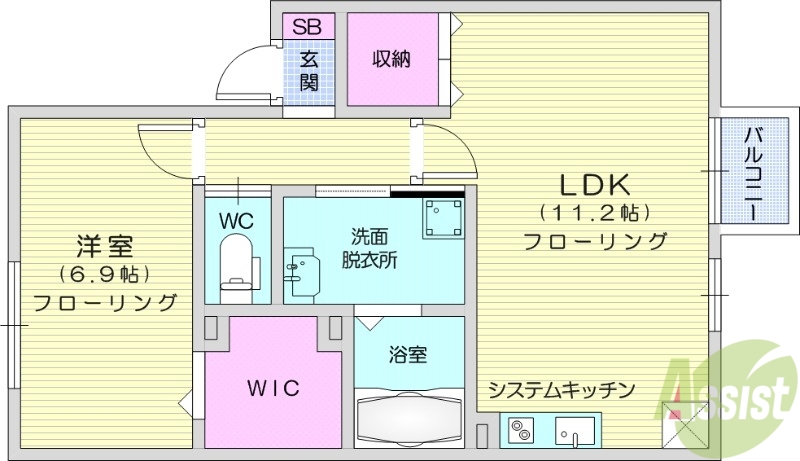 名取市美田園のアパートの間取り