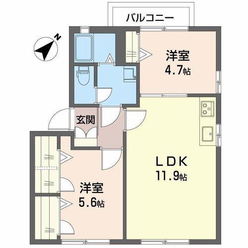 貝塚市半田のアパートの間取り