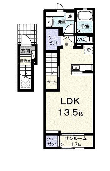 白石市字延命寺北のアパートの間取り