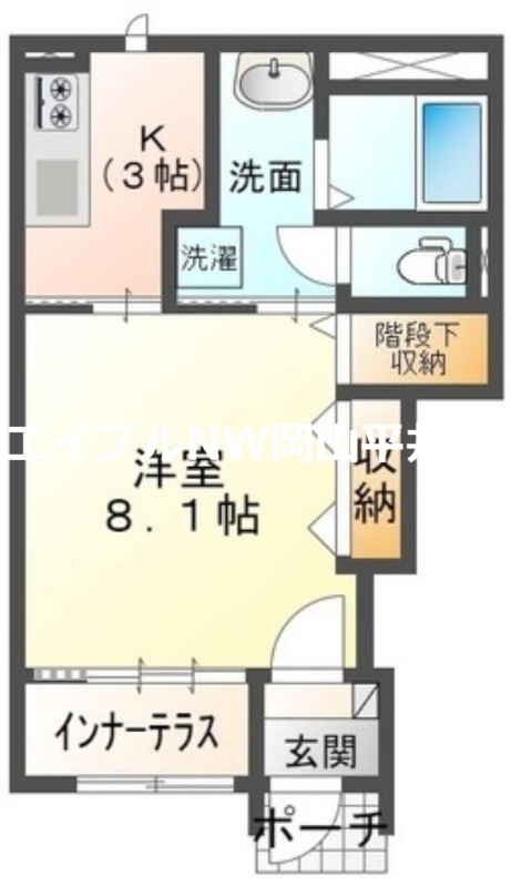 岡山市南区福富東のアパートの間取り