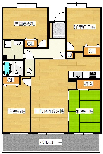 アンピール美しが丘南の間取り