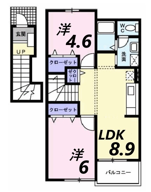 高砂市曽根町のアパートの間取り