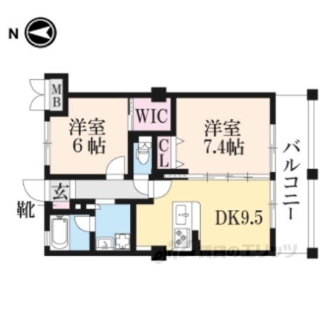 生駒市鹿畑町のマンションの間取り