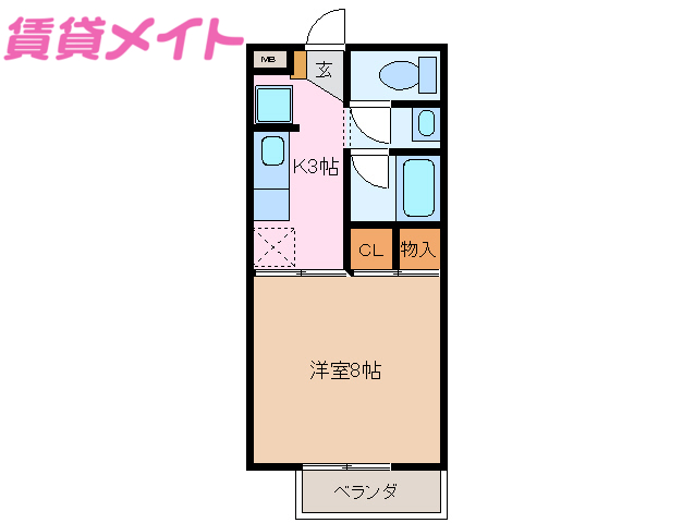 度会郡玉城町勝田のアパートの間取り