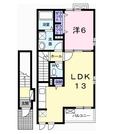 姫路市御国野町国分寺のアパートの間取り