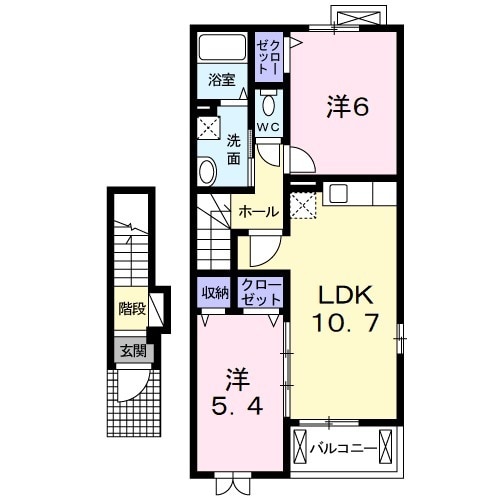 那珂市菅谷のアパートの間取り