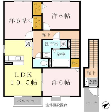 グランモア航 B棟の間取り