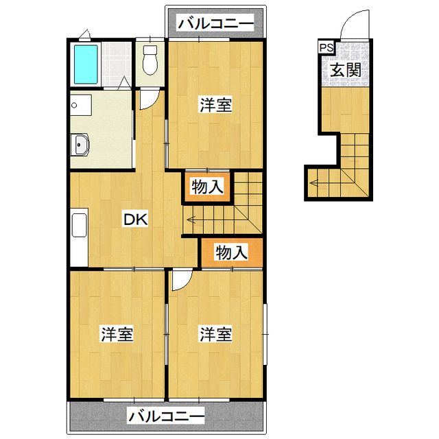 石岡市鹿の子のアパートの間取り