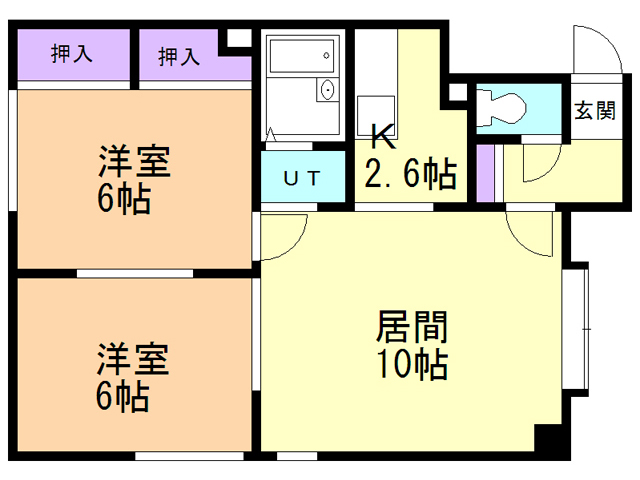 札幌市厚別区大谷地西のアパートの間取り