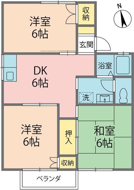 相模原市中央区陽光台のアパートの間取り