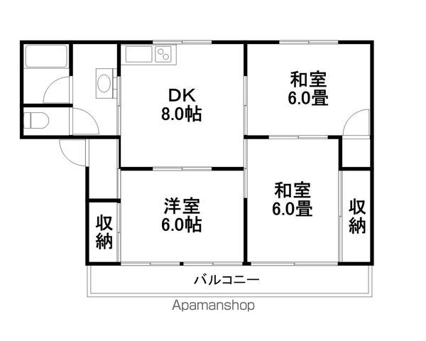 ＪＲ北陸本線 長浜駅 バス乗車時間：7分 最寄りバス停で下車 徒歩15分 3階建 築43年の間取り写真