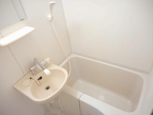 バス・シャワールーム　洗面台とユニット式のお風呂です