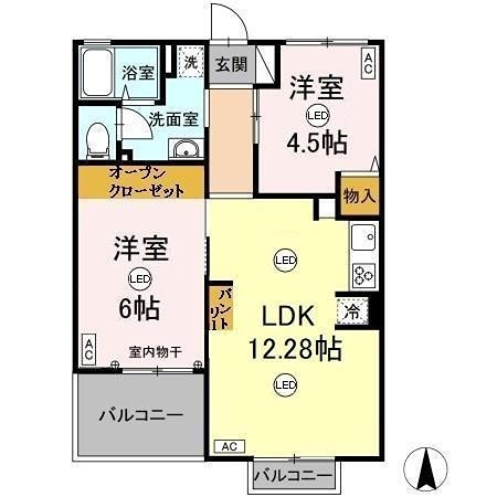 ＪＲ中央線 立川駅 バス乗車時間：18分 最寄りバス停で下車 徒歩6分 2階建 築34年の間取り写真