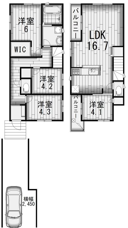 QLAZO柏市西原戸建 1号棟の間取り写真