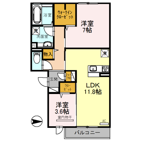 【八尾市高安町南のアパートの間取り】