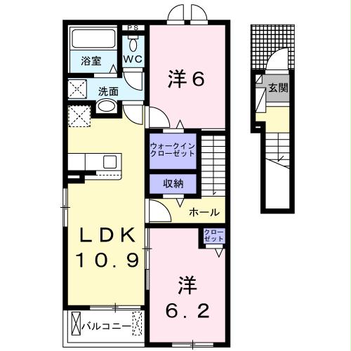 上益城郡益城町大字福富のアパートの間取り