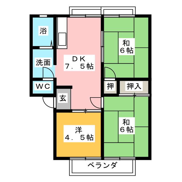 【カンザヴィレッヂＡの間取り】