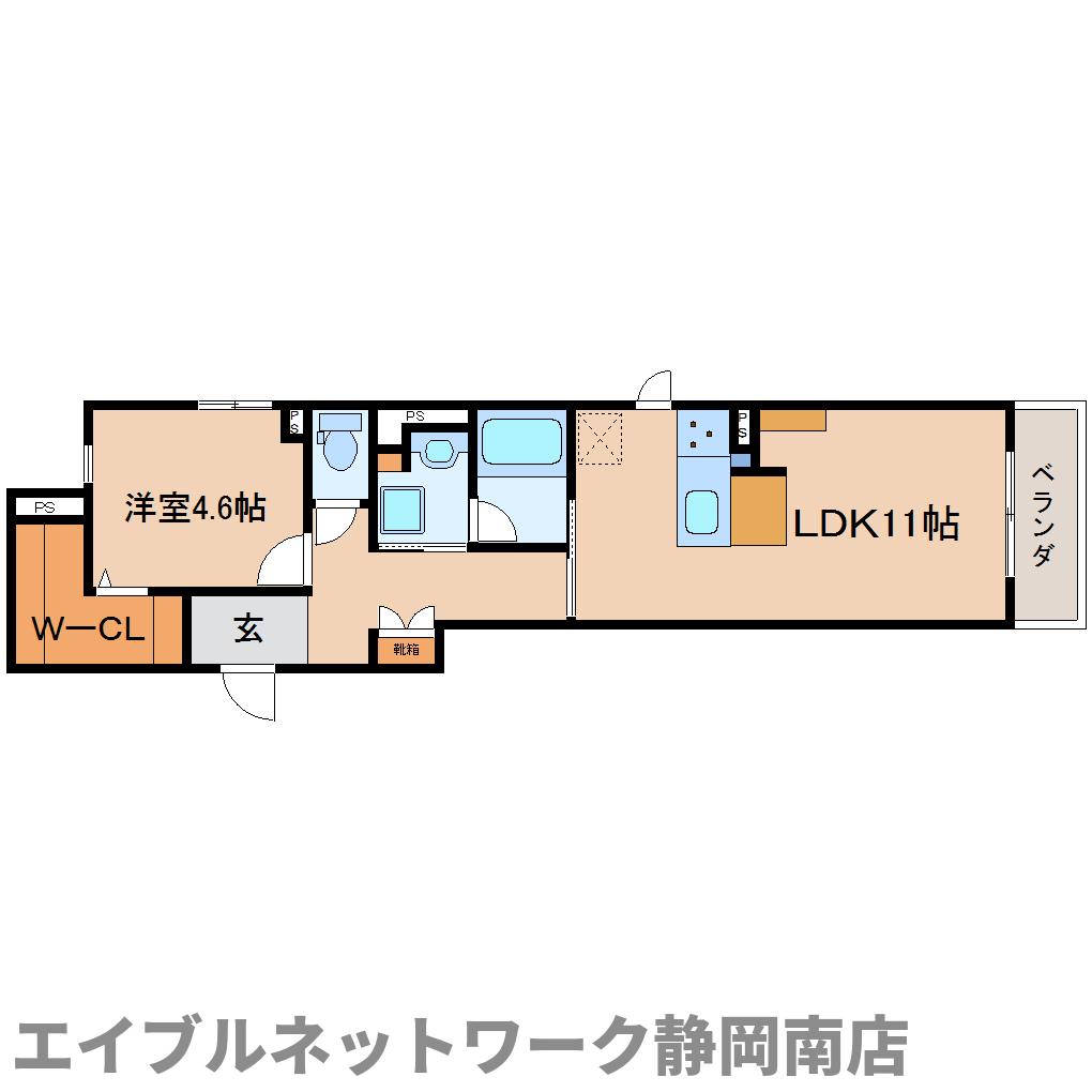 静岡市駿河区稲川のマンションの間取り