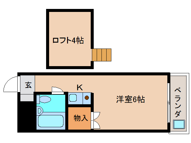 奈良市富雄元町のアパートの間取り