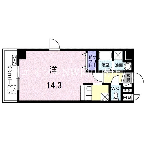 【岡山市北区京橋南町のマンションの間取り】