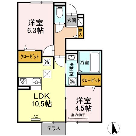 【鹿児島市坂之上のアパートの間取り】