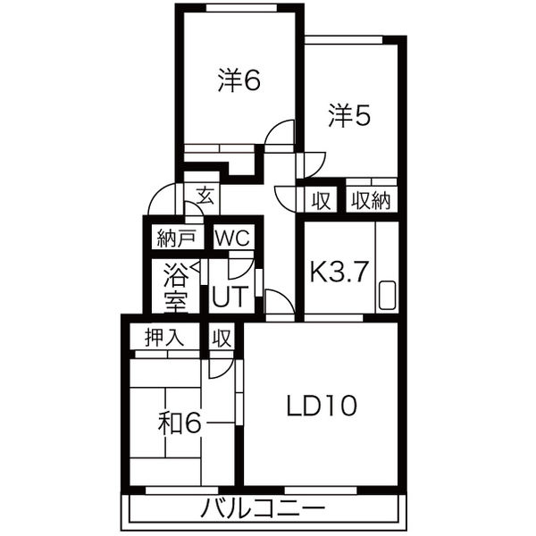 札幌市東区北三十条東のマンションの間取り