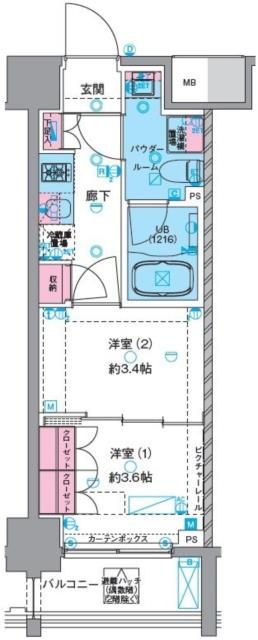 台東区今戸のマンションの間取り