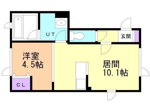 函館市谷地頭町のアパートの間取り