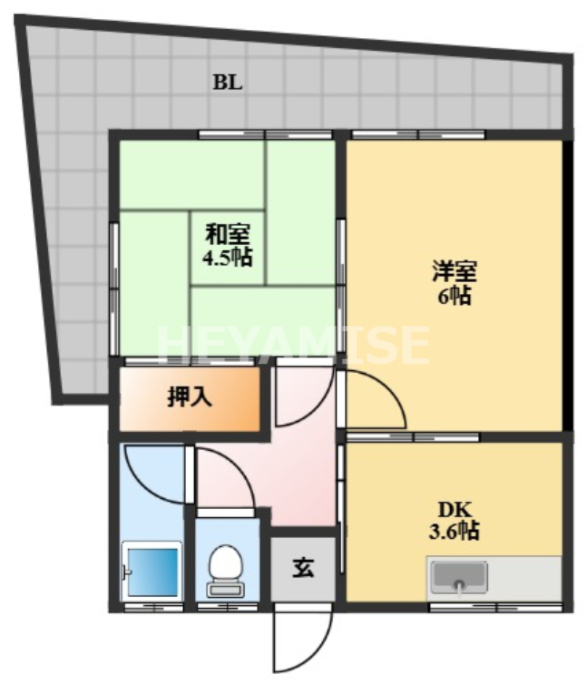 長崎市赤迫のアパートの間取り