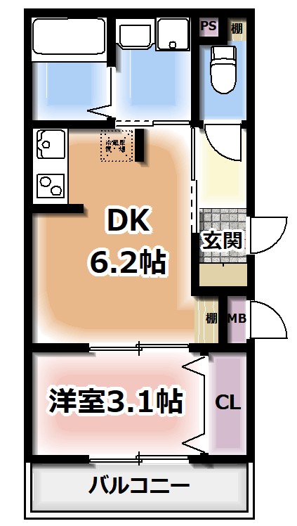 枚方市星丘のアパートの間取り