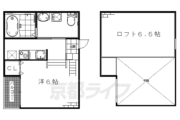 京都市伏見区淀新町のアパートの間取り