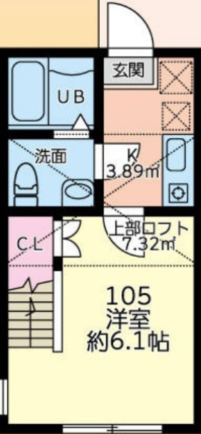 八王子市東中野のアパートの間取り