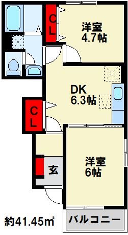 遠賀郡岡垣町大字三吉のアパートの間取り