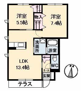 スカイハイツ坪生　Ｂ棟の間取り