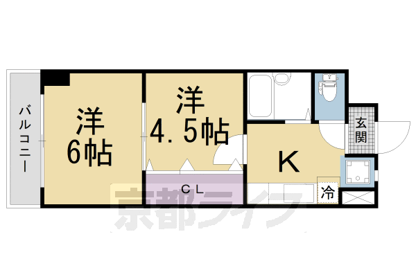 京都市東山区福稲御所ノ内町のマンションの間取り