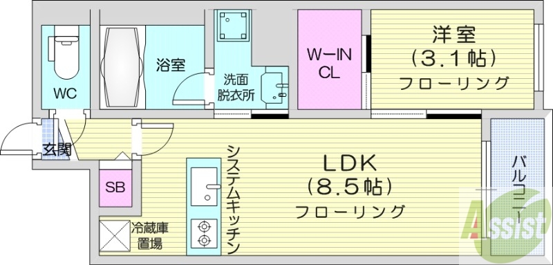 札幌市豊平区豊平一条のマンションの間取り