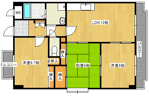 広島市西区小河内町のマンションの間取り