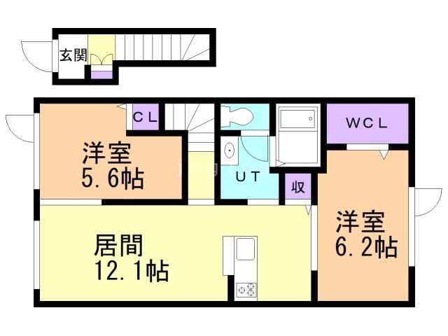 夕張郡長沼町西町のアパートの間取り