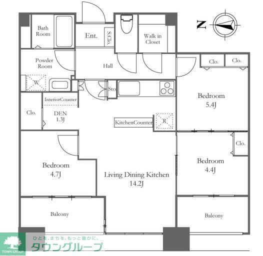 中央区佃のマンションの間取り