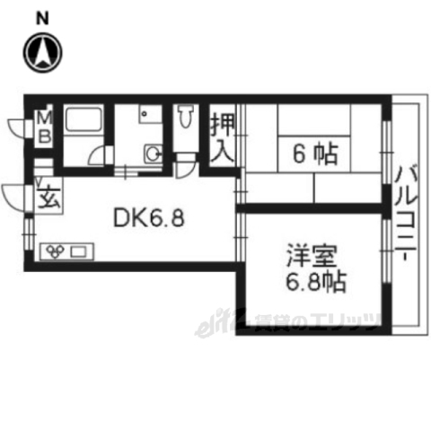 京都市南区西九条南田町のマンションの間取り