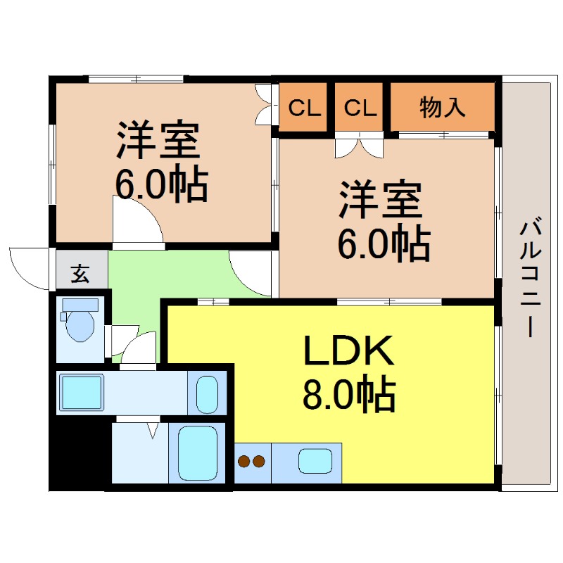 名古屋市中川区中野新町のマンションの間取り