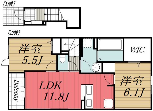 印西市鹿黒のアパートの間取り