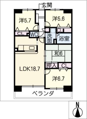 スペリア甚目寺II北館　１１１２の間取り