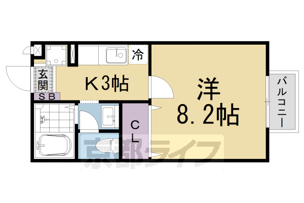 京都市山科区日ノ岡鴨土町のアパートの間取り