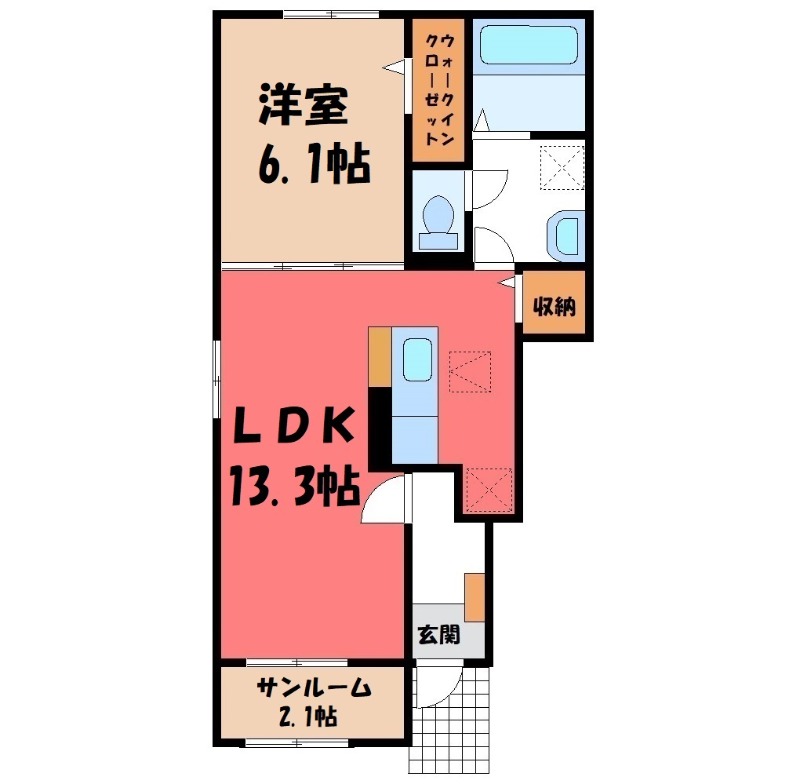 邑楽郡大泉町大字古氷のアパートの間取り