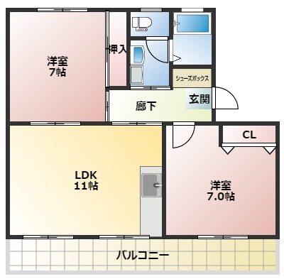 サンハイツ堰下　Ｂの間取り